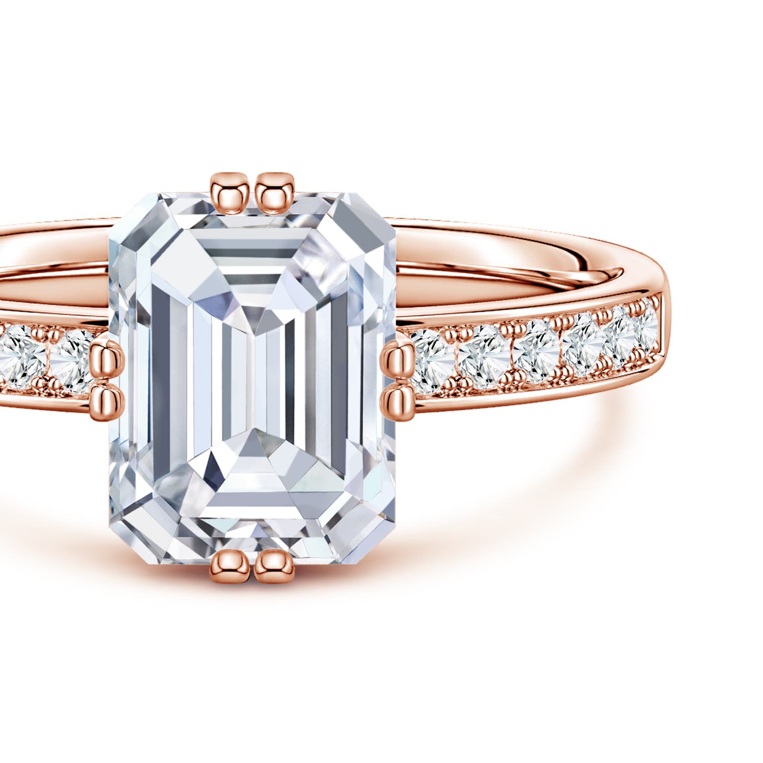 Lab-Grown Emerald-Cut Diamond Reverse Tapered Shank Solitaire