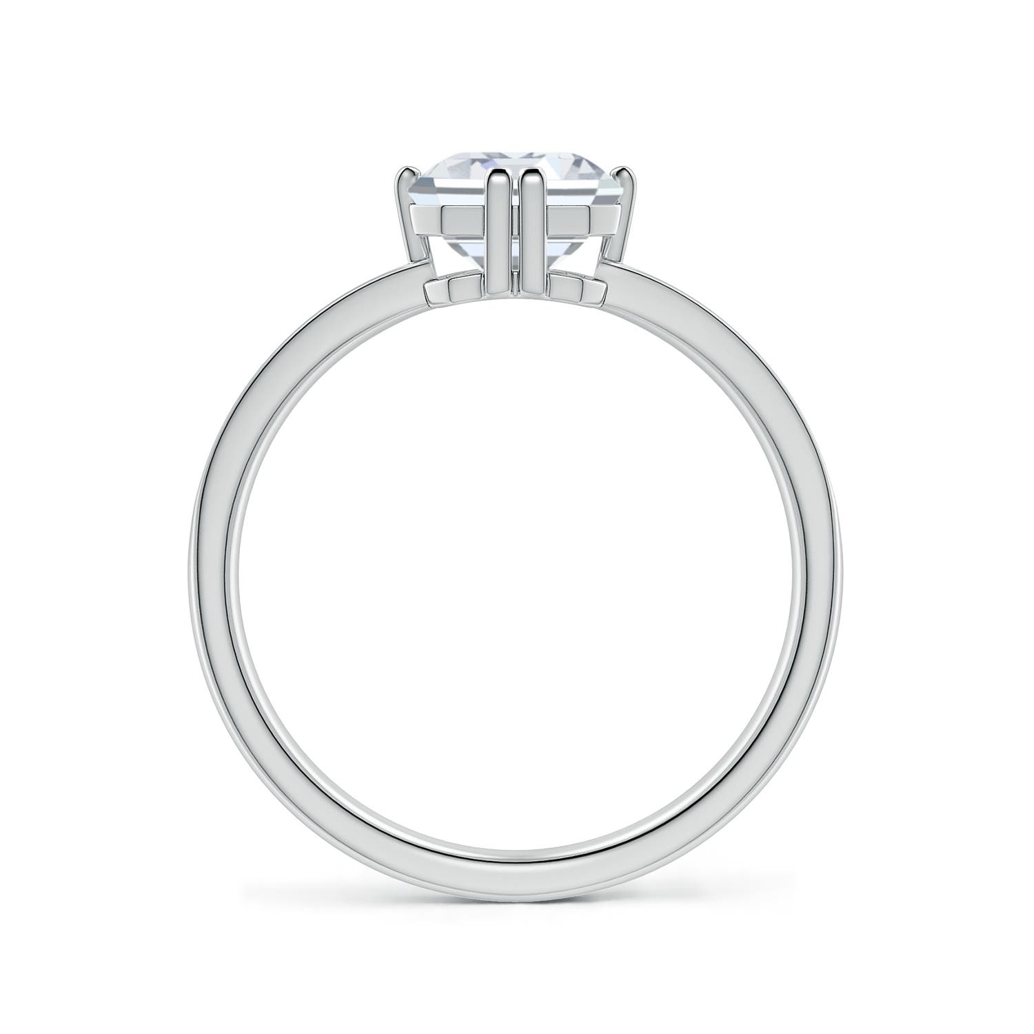 8.5x6.5mm FGVS Emerald-Cut Lab-Grown Diamond Engagement Ring with Double Flat Prongs in 18K White Gold