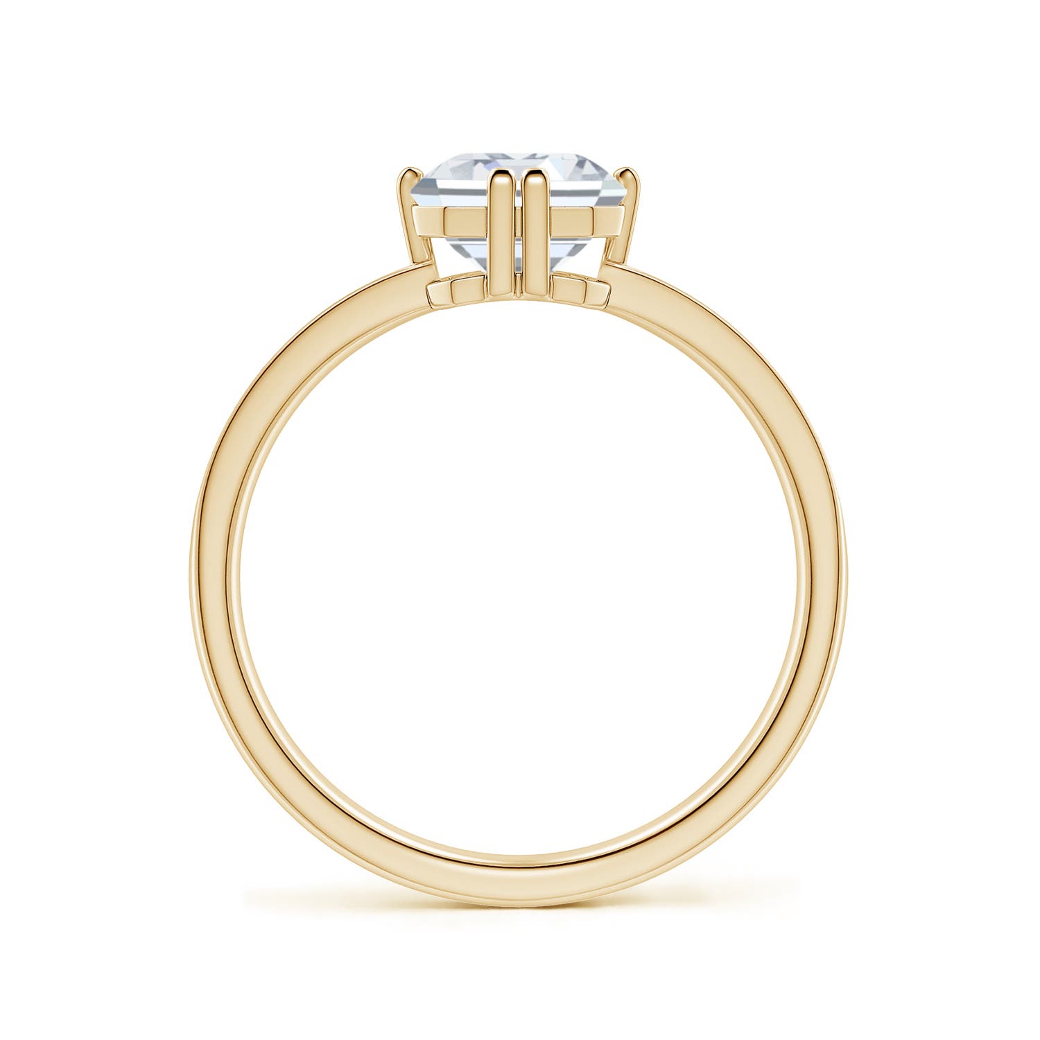 8.5x6.5mm FGVS Emerald-Cut Lab-Grown Diamond Engagement Ring with Double Flat Prongs in Yellow Gold