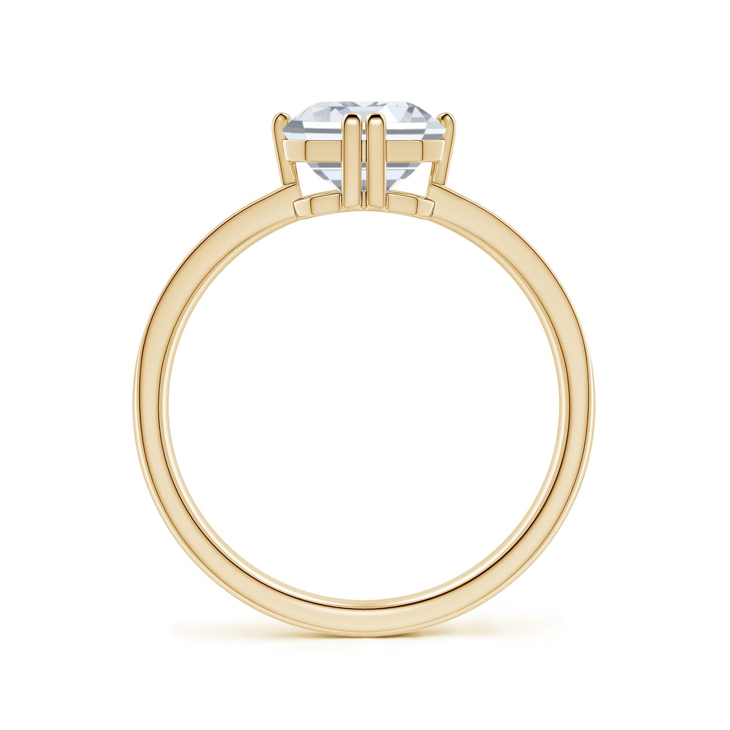 9x7mm FGVS Emerald-Cut Lab-Grown Diamond Engagement Ring with Double Flat Prongs in Yellow Gold