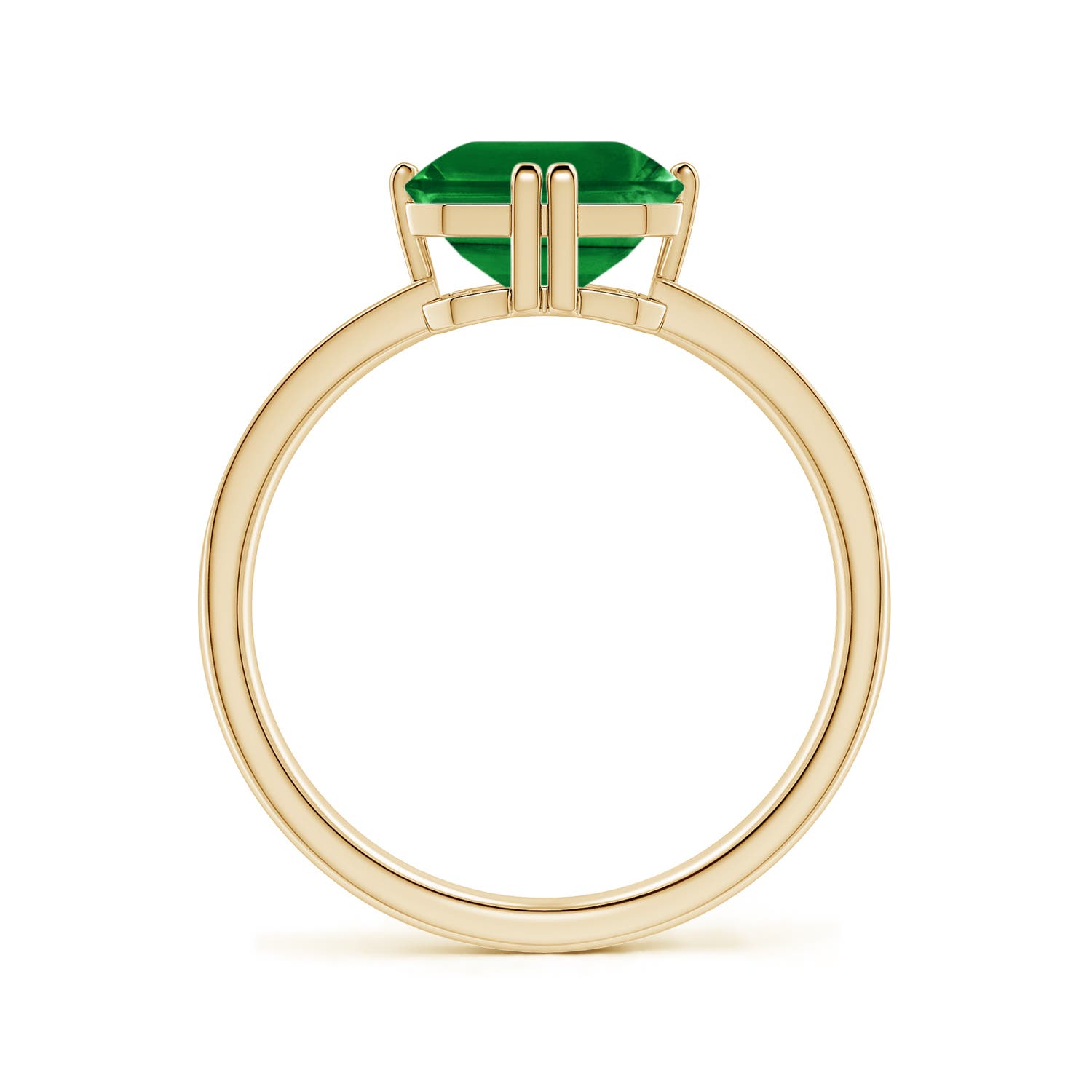 10x8mm Labgrown Emerald-Cut Lab-Grown Emerald Engagement Ring with Double Flat Prongs in Yellow Gold