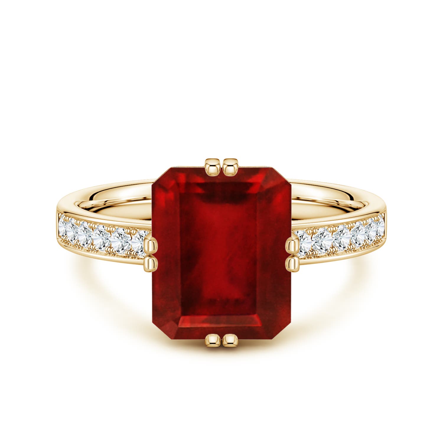 Lab-Grown Emerald-Cut Ruby Signet Engagement Ring