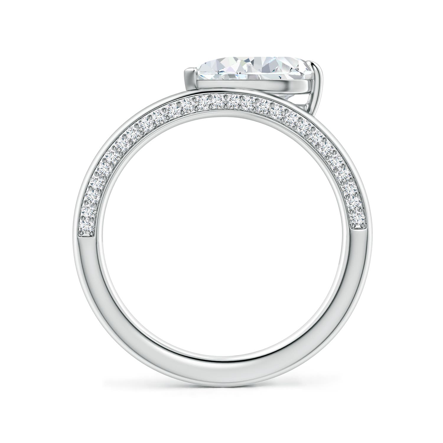 10x6.5mm FGVS Angled Pear Lab-Grown Diamond Curved Solitaire Engagement Ring in White Gold - side 4