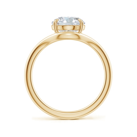 10x8mm FGVS Solitaire Oval Lab-Grown Diamond Curved Shank Engagement Ring in 18K Yellow Gold