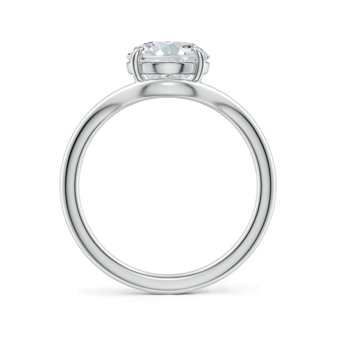 10x8mm FGVS Solitaire Oval Lab-Grown Diamond Curved Shank Engagement Ring in White Gold