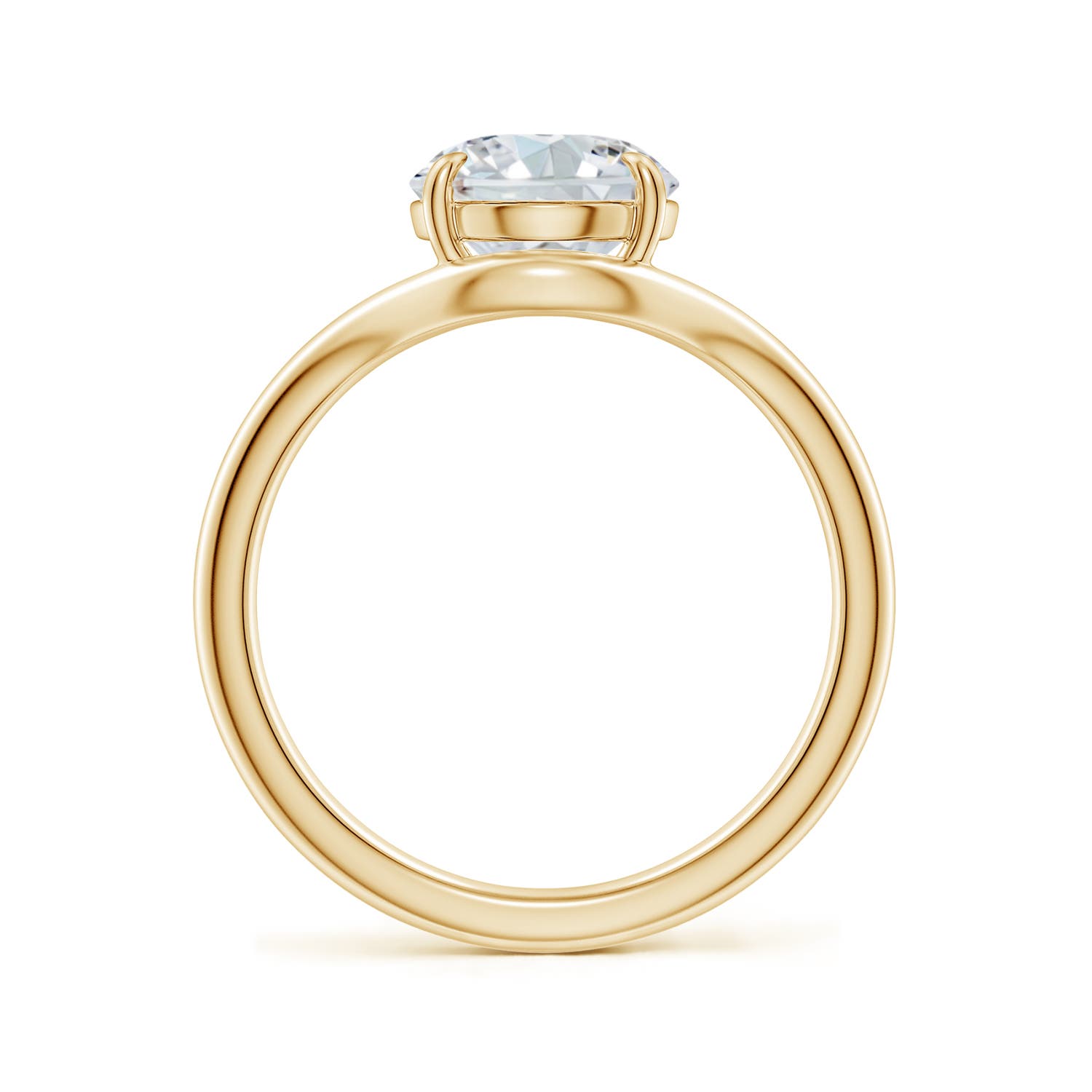 10x8mm FGVS Solitaire Oval Lab-Grown Diamond Curved Shank Engagement Ring in Yellow Gold - side 3