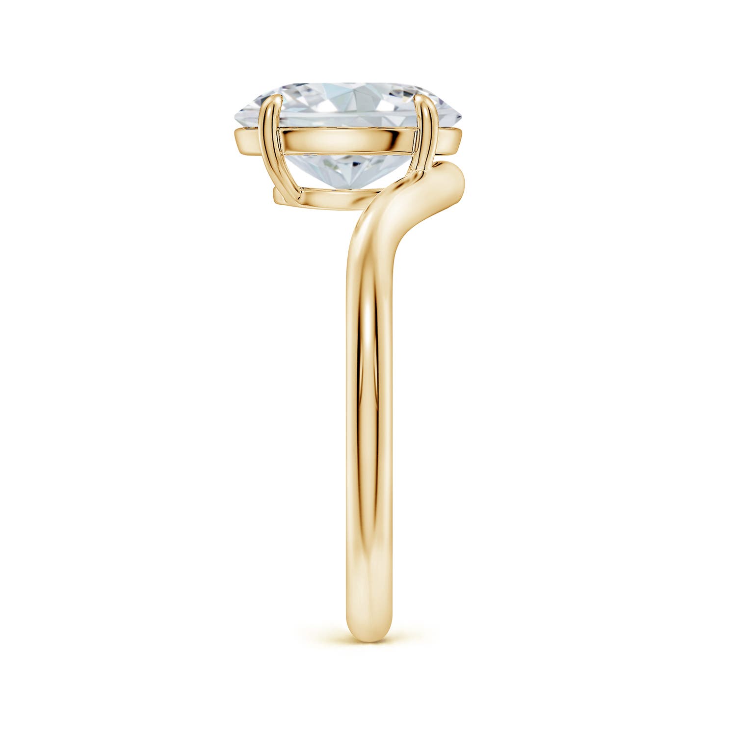 10x8mm FGVS Solitaire Oval Lab-Grown Diamond Curved Shank Engagement Ring in Yellow Gold - side 4
