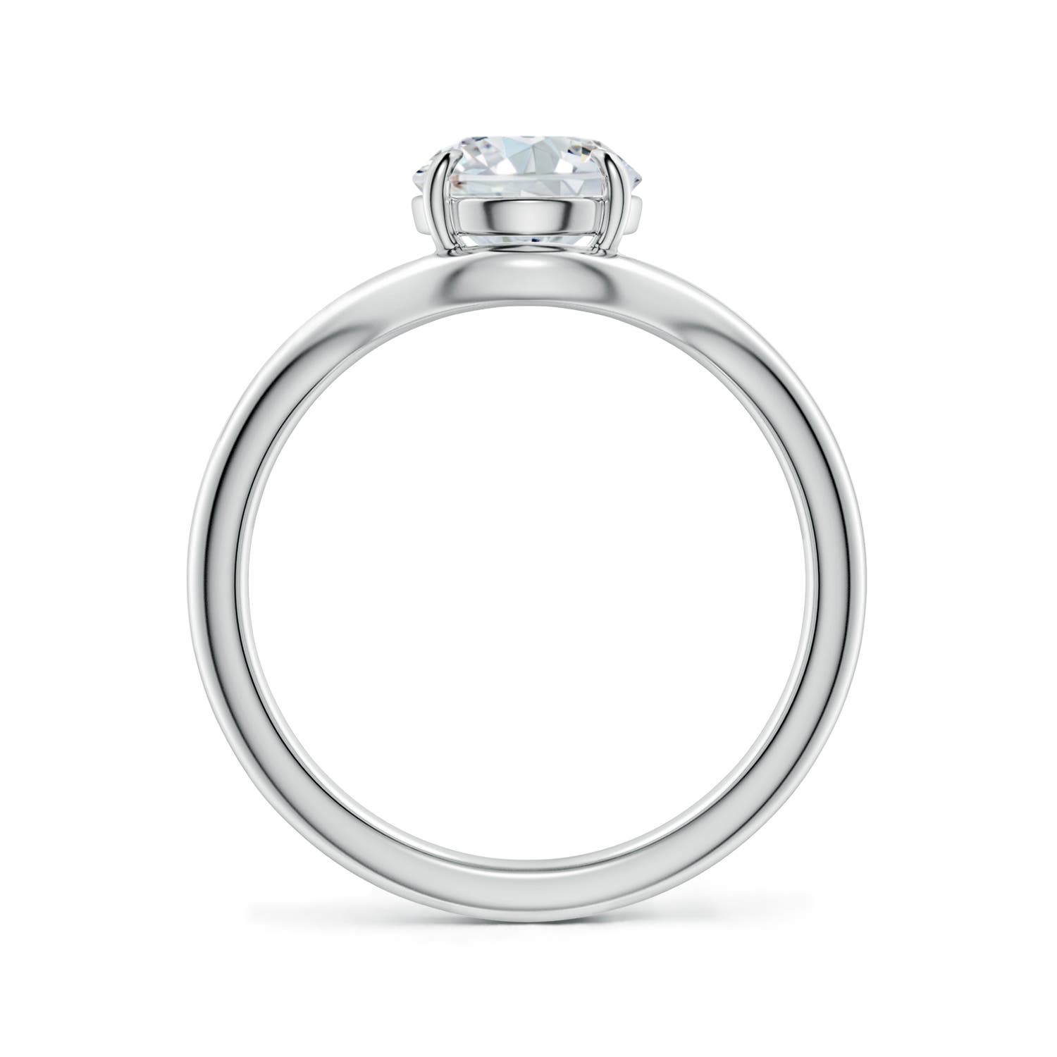 9x7mm FGVS Solitaire Oval Lab-Grown Diamond Curved Shank Engagement Ring in White Gold