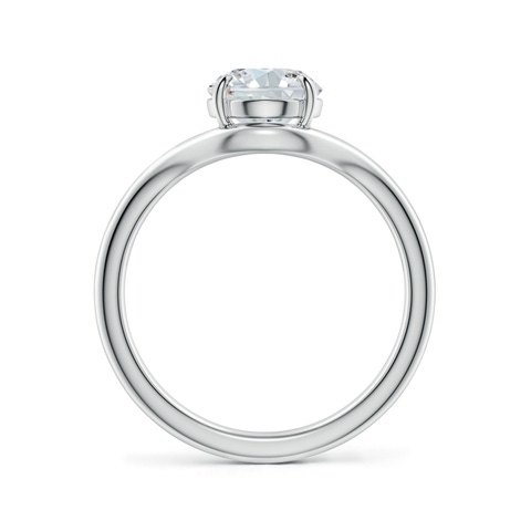 9x7mm FGVS Solitaire Oval Lab-Grown Diamond Curved Shank Engagement Ring in White Gold