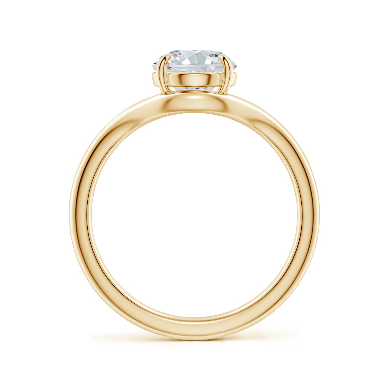 9x7mm FGVS Solitaire Oval Lab-Grown Diamond Curved Shank Engagement Ring in Yellow Gold