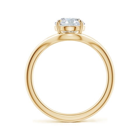 9x7mm FGVS Solitaire Oval Lab-Grown Diamond Curved Shank Engagement Ring in Yellow Gold