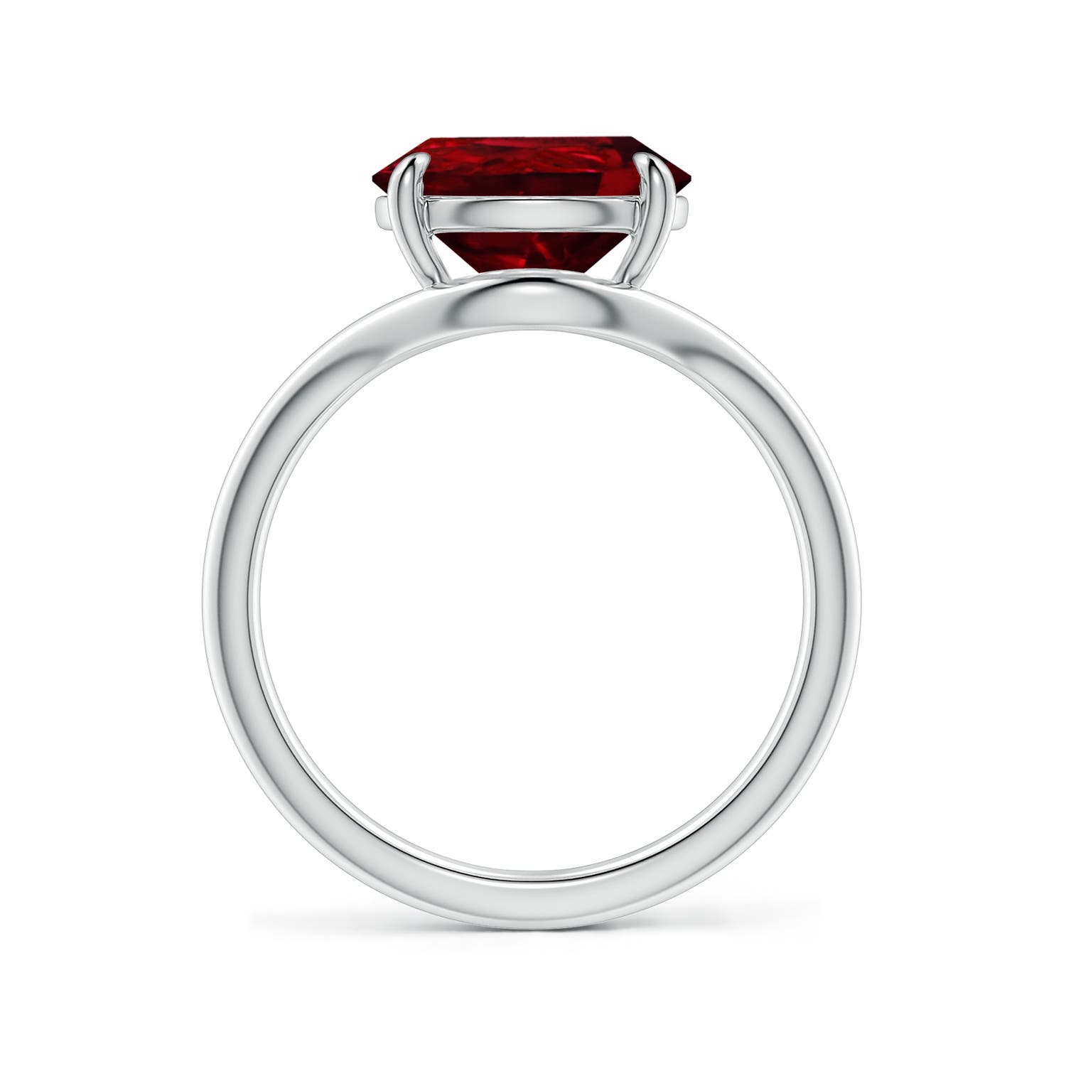 Solitaire Pear Lab-Grown Ruby Curved Shank Engagement Ring