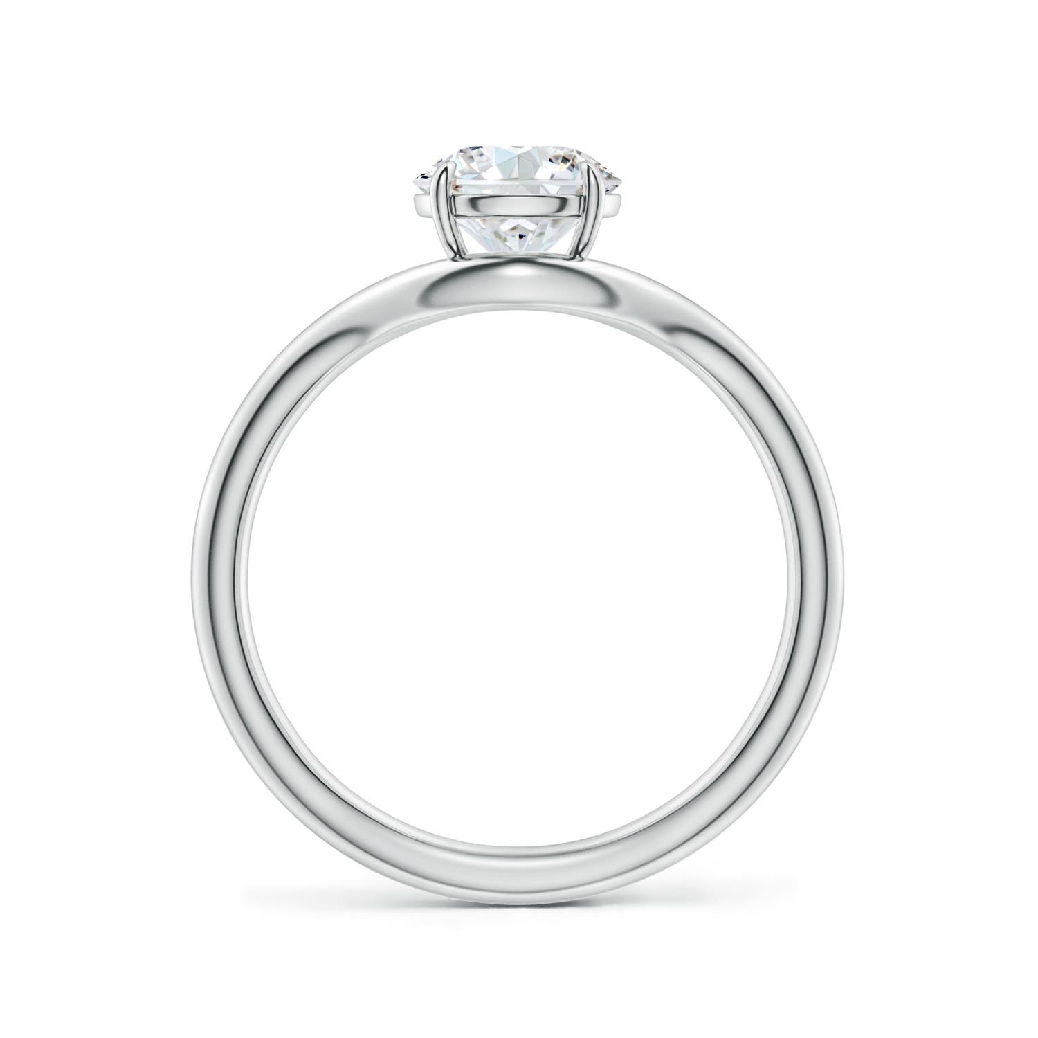 6.4mm FGVS Solitaire Round Lab-Grown Diamond Curved Shank Engagement Ring in White Gold