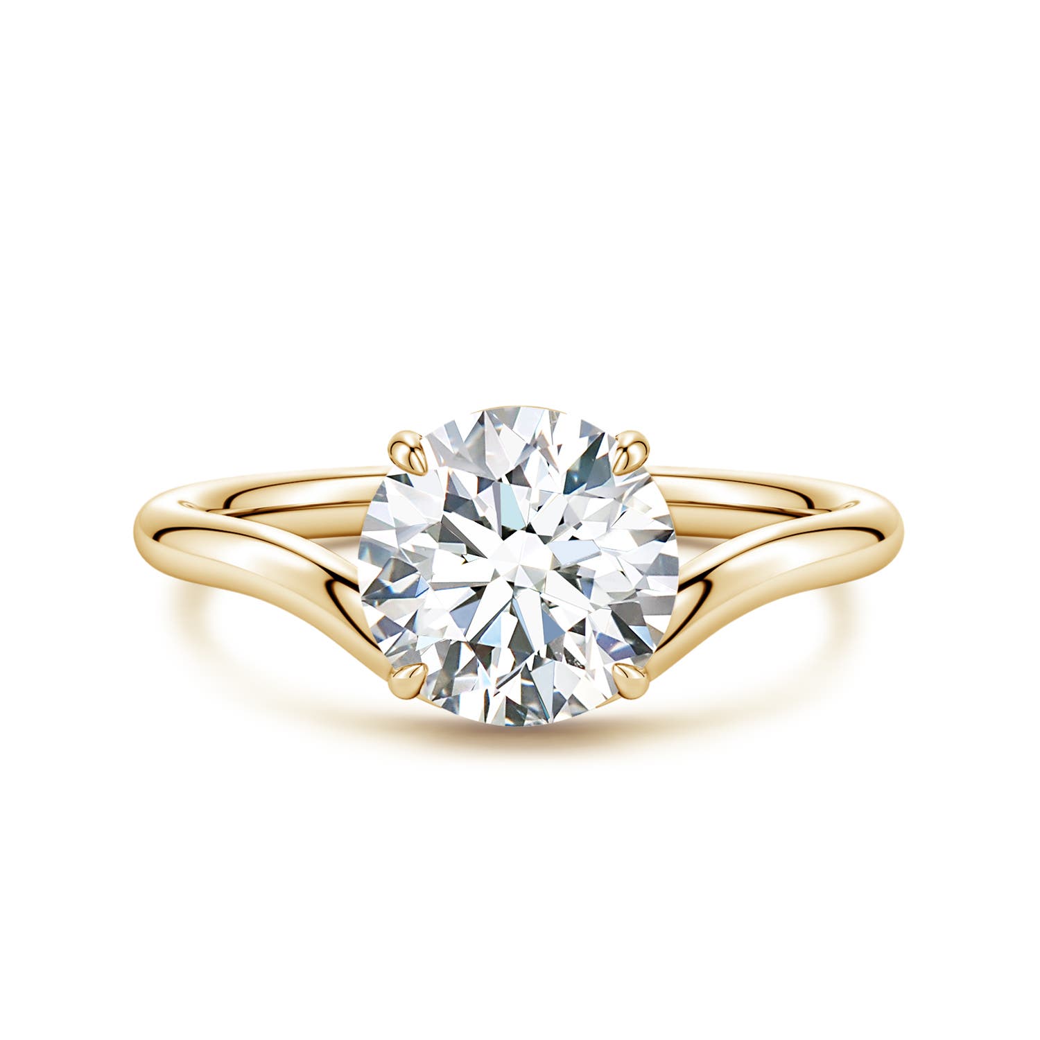 8mm FGVS Solitaire Round Lab-Grown Diamond Curved Shank Engagement Ring in 18CT Yellow Gold