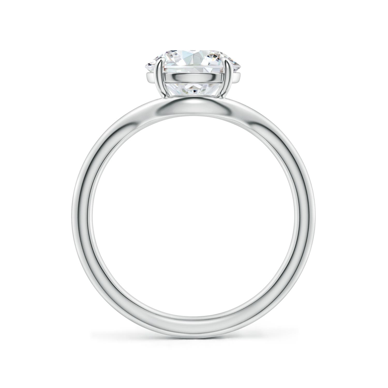 8mm FGVS Solitaire Round Lab-Grown Diamond Curved Shank Engagement Ring in White Gold