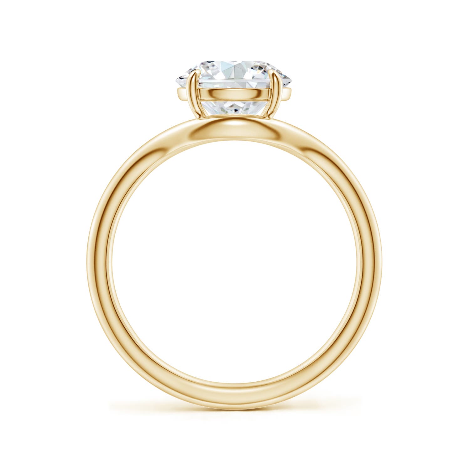 8mm FGVS Solitaire Round Lab-Grown Diamond Curved Shank Engagement Ring in Yellow Gold