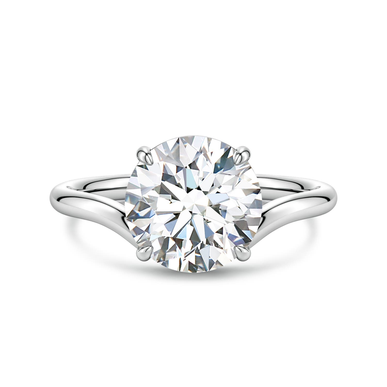 Angara 3.0 Carats Solitaire Round Lab-Grown Diamond Curved Shank Engagement Ring in Platinum