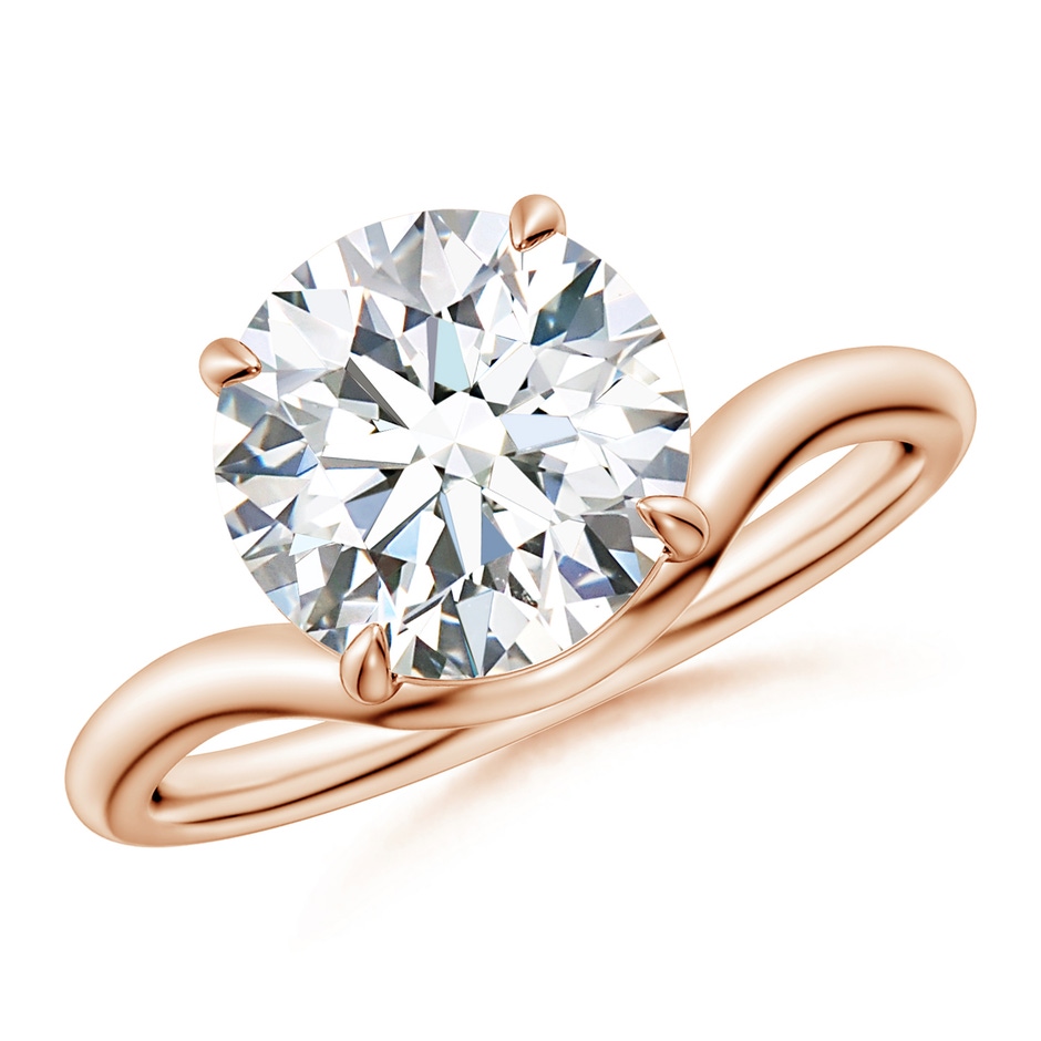 9.2mm FGVS Solitaire Round Lab-Grown Diamond Curved Shank Engagement Ring in Rose Gold 