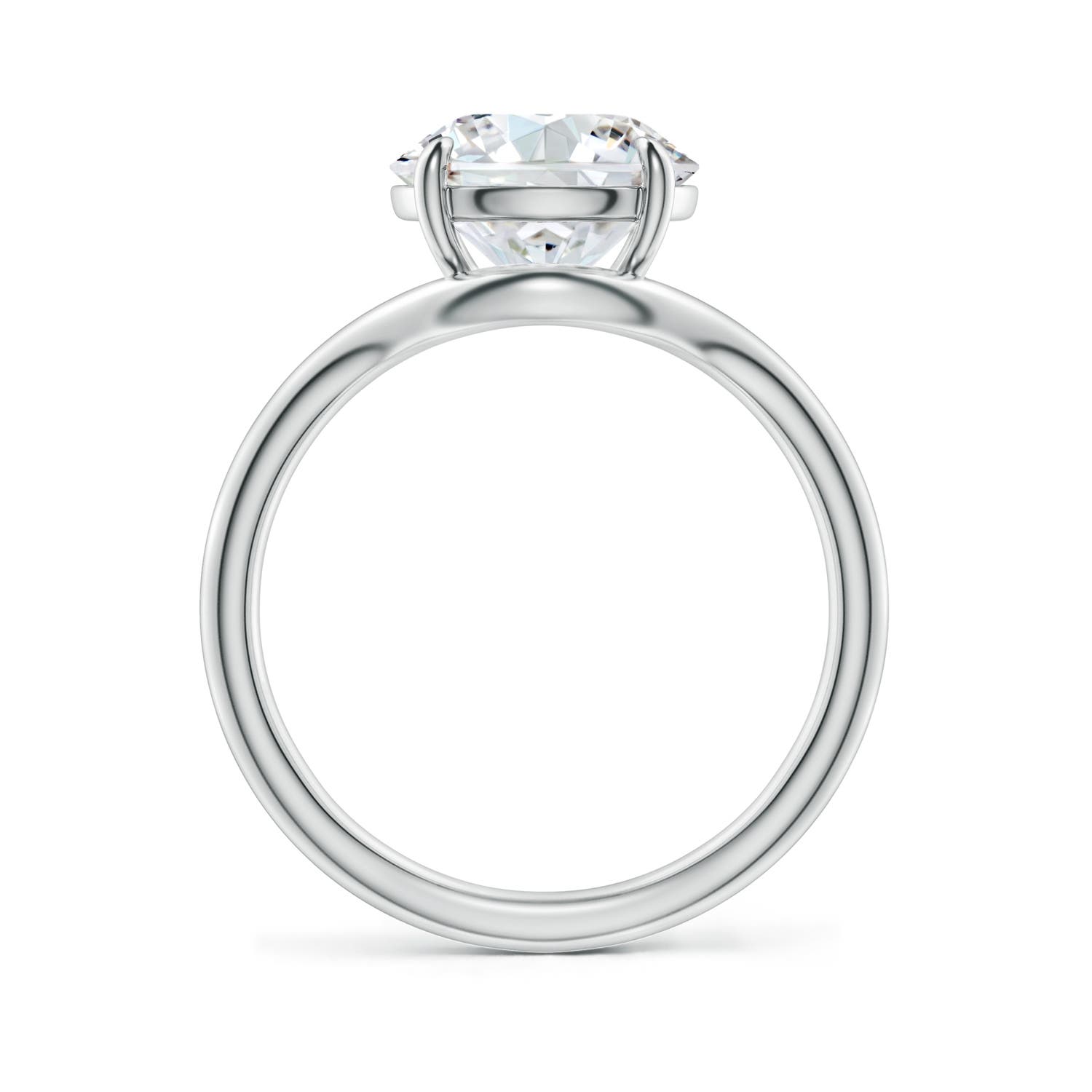9.2mm FGVS Solitaire Round Lab-Grown Diamond Curved Shank Engagement Ring in White Gold