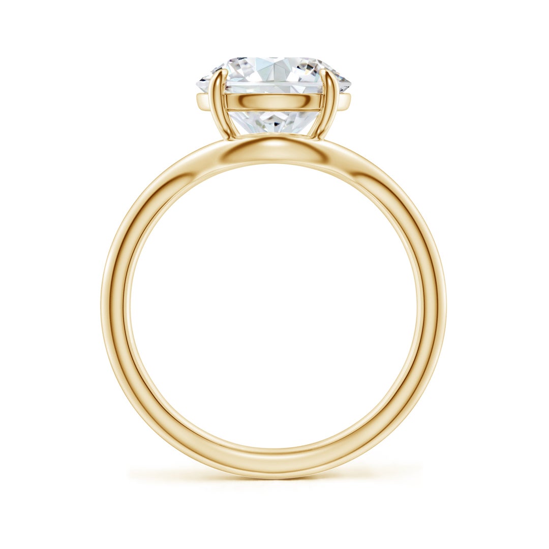 9.2mm FGVS Solitaire Round Lab-Grown Diamond Curved Shank Engagement Ring in Yellow Gold - side 3