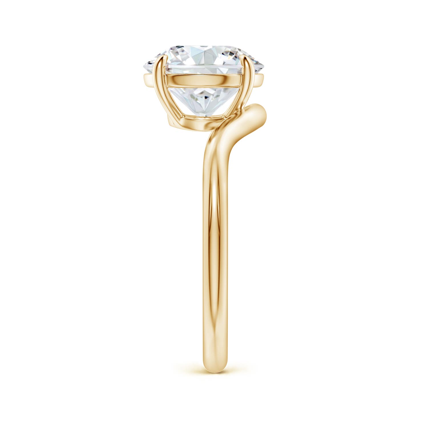 9.2mm FGVS Solitaire Round Lab-Grown Diamond Curved Shank Engagement Ring in Yellow Gold - side 4