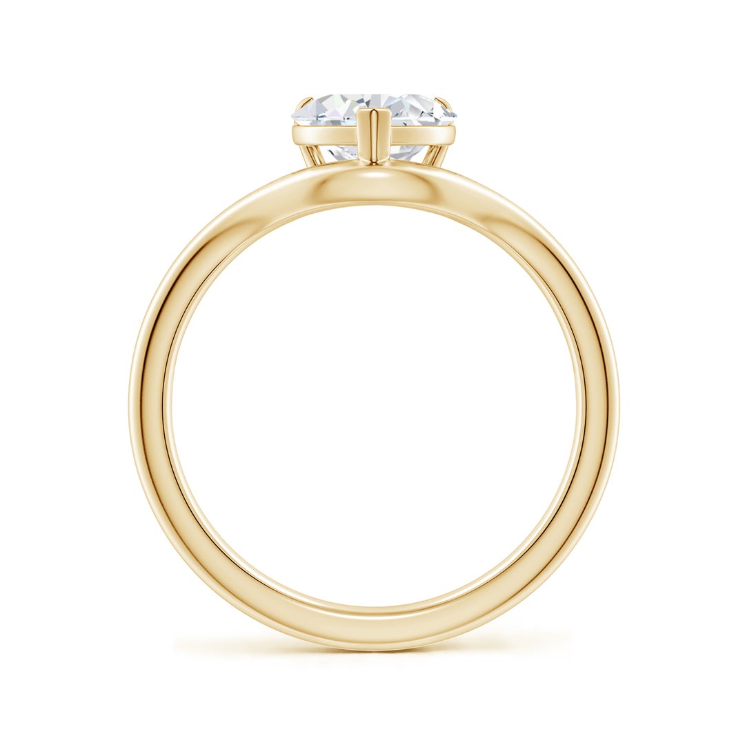 9mm FGVS Solitaire Heart-Shaped Lab-Grown Diamond Curved Shank Engagement Ring in Yellow Gold - side 4
