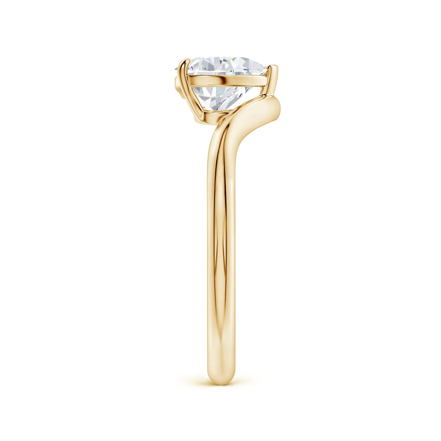 9mm FGVS Solitaire Heart-Shaped Lab-Grown Diamond Curved Shank Engagement Ring in Yellow Gold - side 5