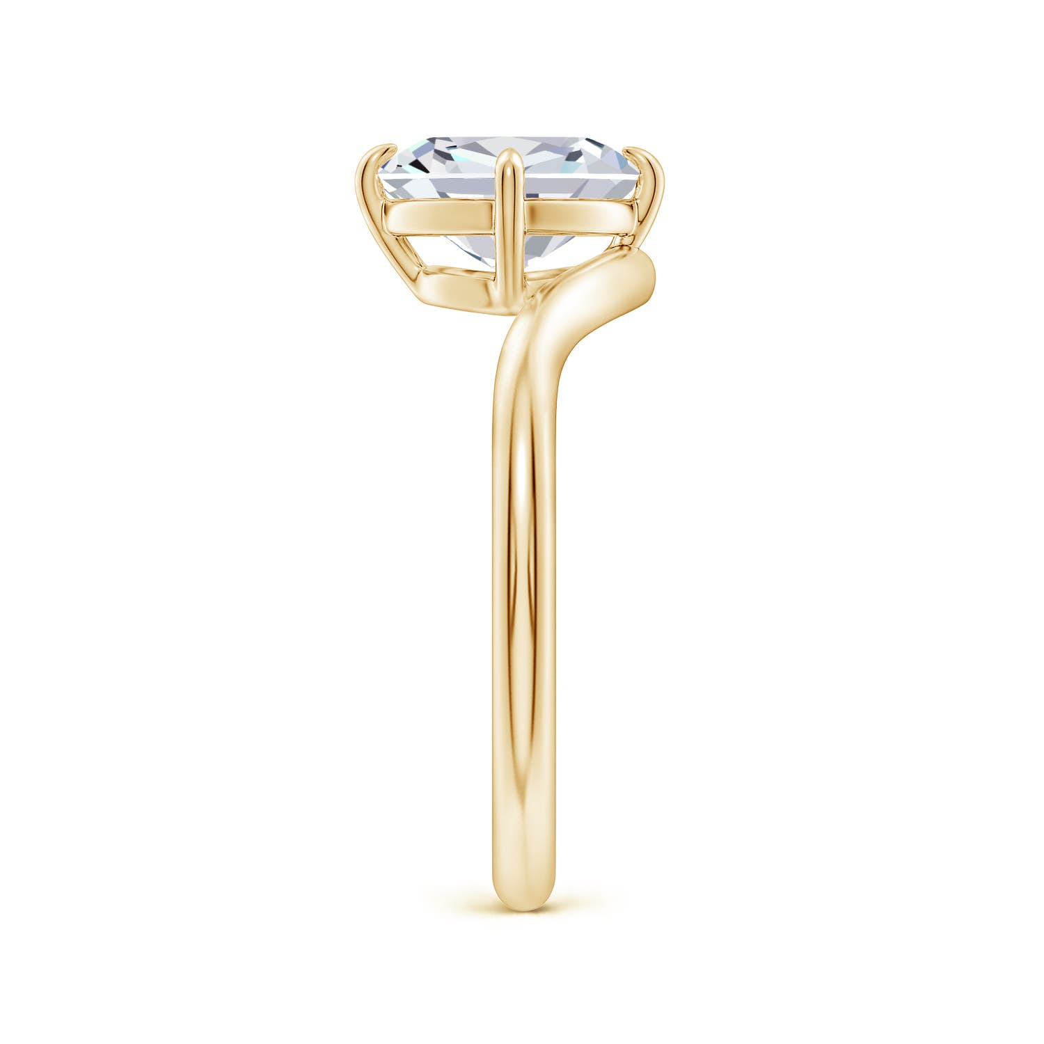 7.5mm FGVS Solitaire Cushion Lab-Grown Diamond Curved Shank Engagement Ring in Yellow Gold - side 4