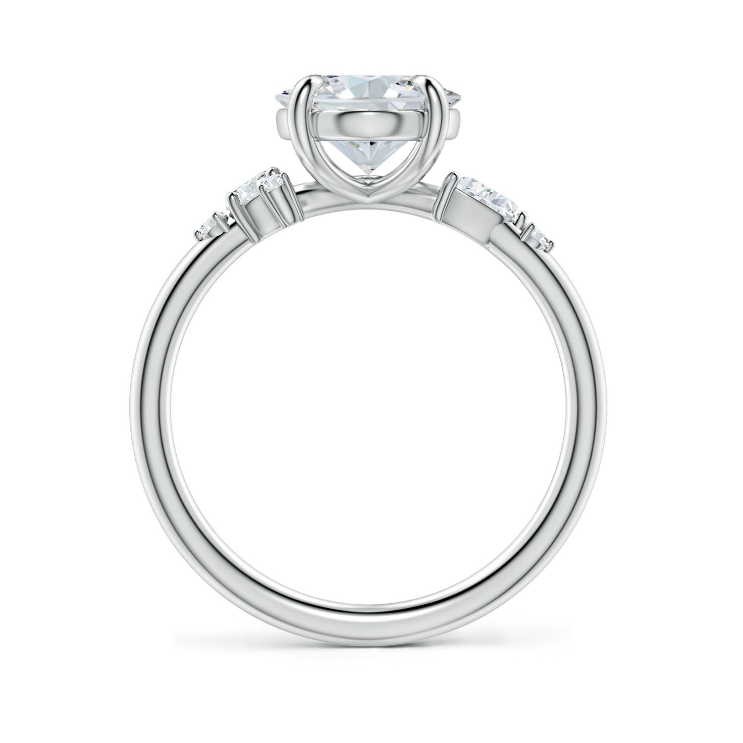 10x8mm FGVS Claw Prong Oval Lab-Grown Diamond Engagement Ring with Multi-Shape Accents in White Gold