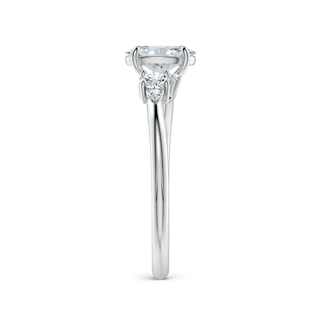 7x5mm FGVS Claw Prong Oval Lab-Grown Diamond Engagement Ring with Multi-Shape Accents in White Gold - side 4