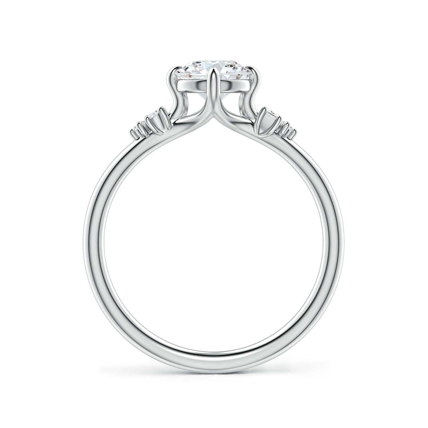 6mm FGVS Round Lab-Grown Diamond Engagement Ring with Mixed Cut Accents in 18K White Gold
