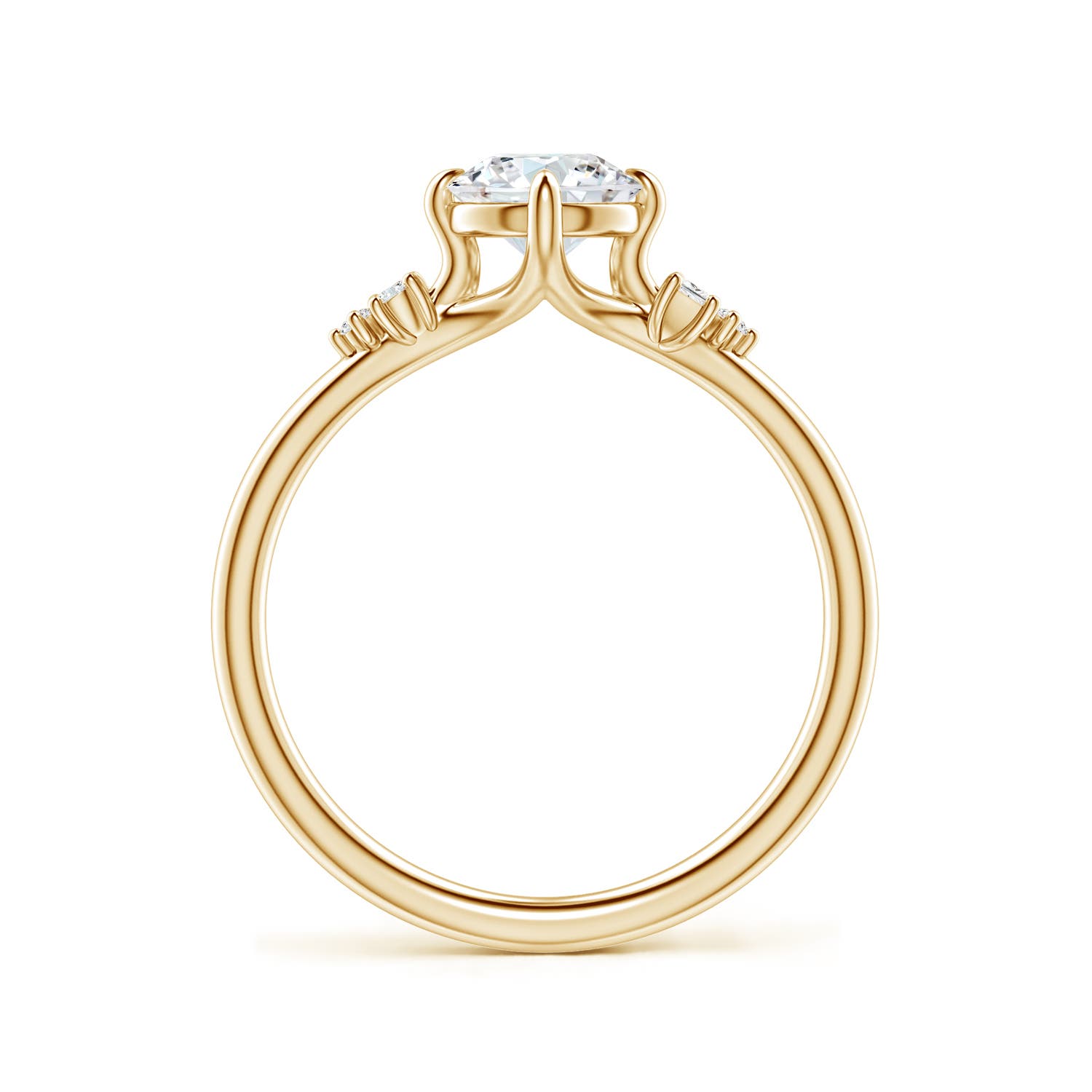 6mm FGVS Round Lab-Grown Diamond Engagement Ring with Mixed Cut Accents in 18K Yellow Gold
