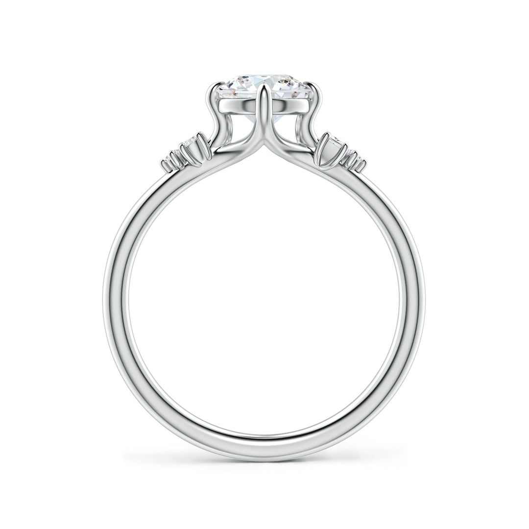6mm FGVS Round Lab-Grown Diamond Engagement Ring with Mixed Cut Accents in White Gold - side 3