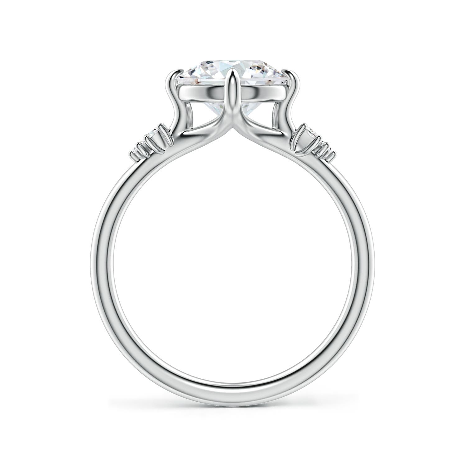 8mm FGVS Round Lab-Grown Diamond Engagement Ring with Mixed Cut Accents in 18K White Gold