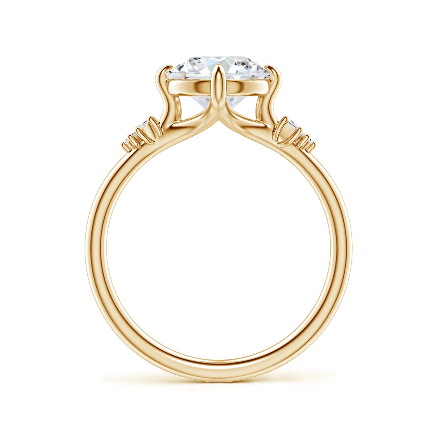 8mm FGVS Round Lab-Grown Diamond Engagement Ring with Mixed Cut Accents in Yellow Gold