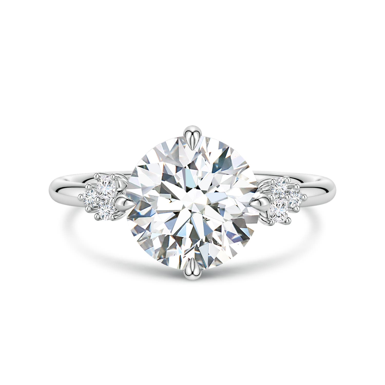 Angara 3.0 Carats Round Lab-Grown Diamond Engagement Ring with Mixed Cut Accents in Platinum