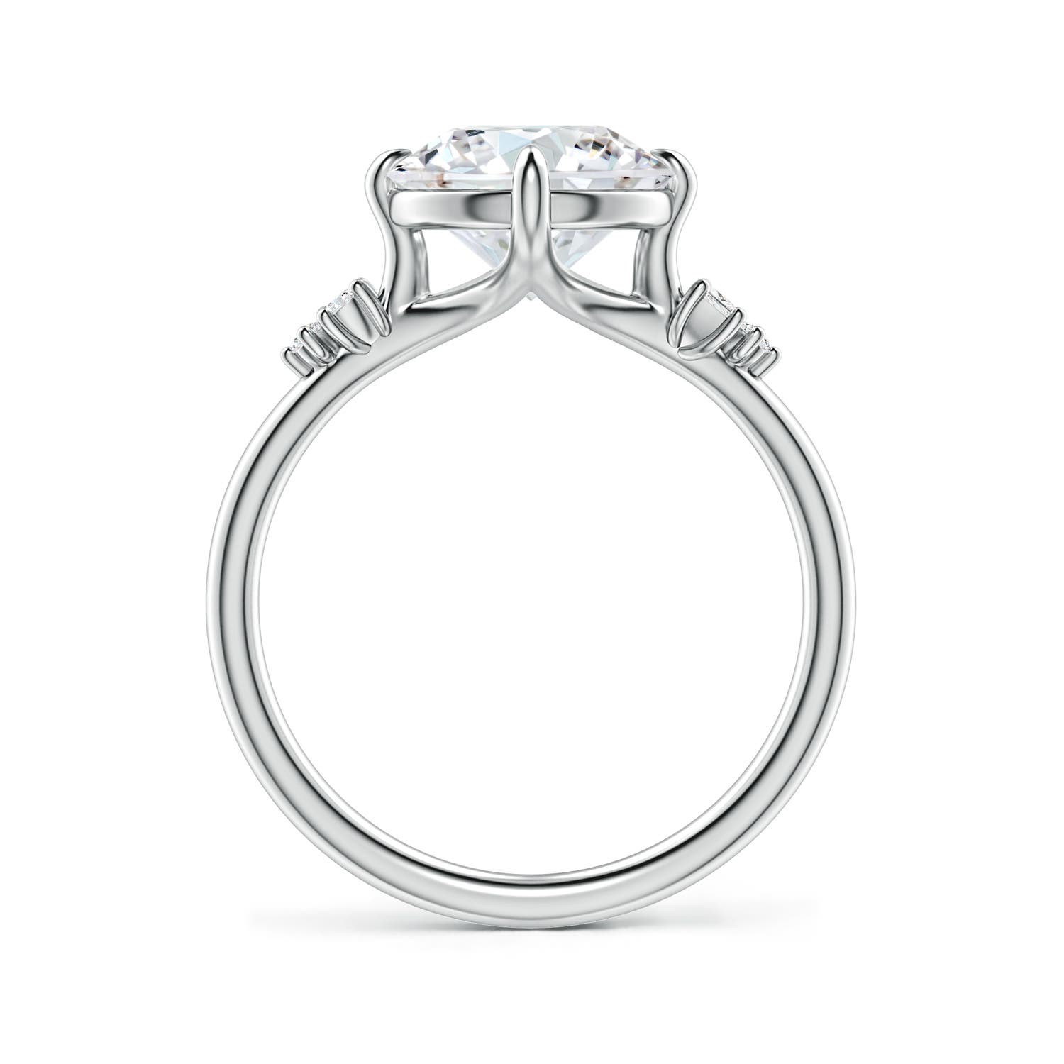 9.2mm FGVS Round Lab-Grown Diamond Engagement Ring with Mixed Cut Accents in White Gold