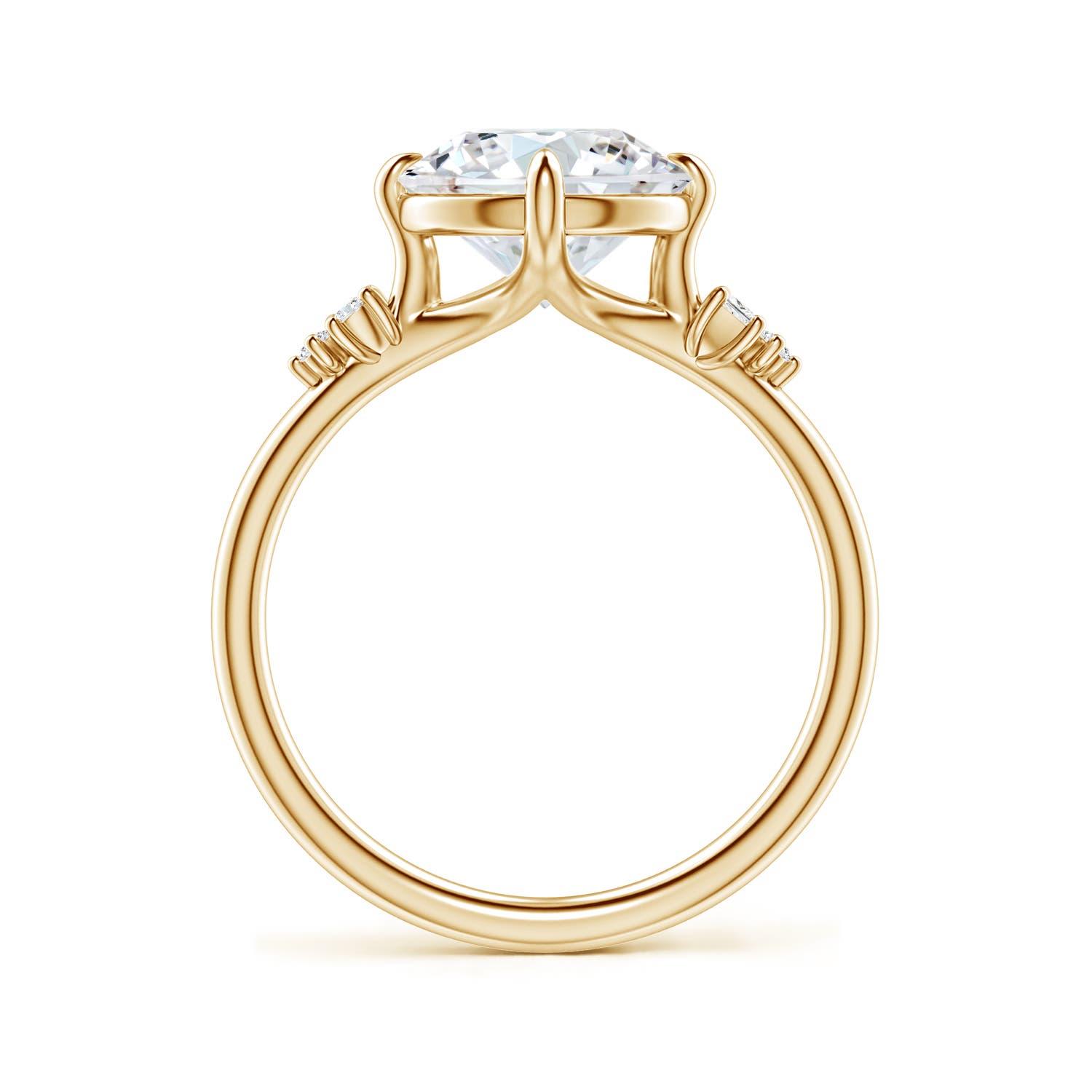 9.2mm FGVS Round Lab-Grown Diamond Engagement Ring with Mixed Cut Accents in Yellow Gold