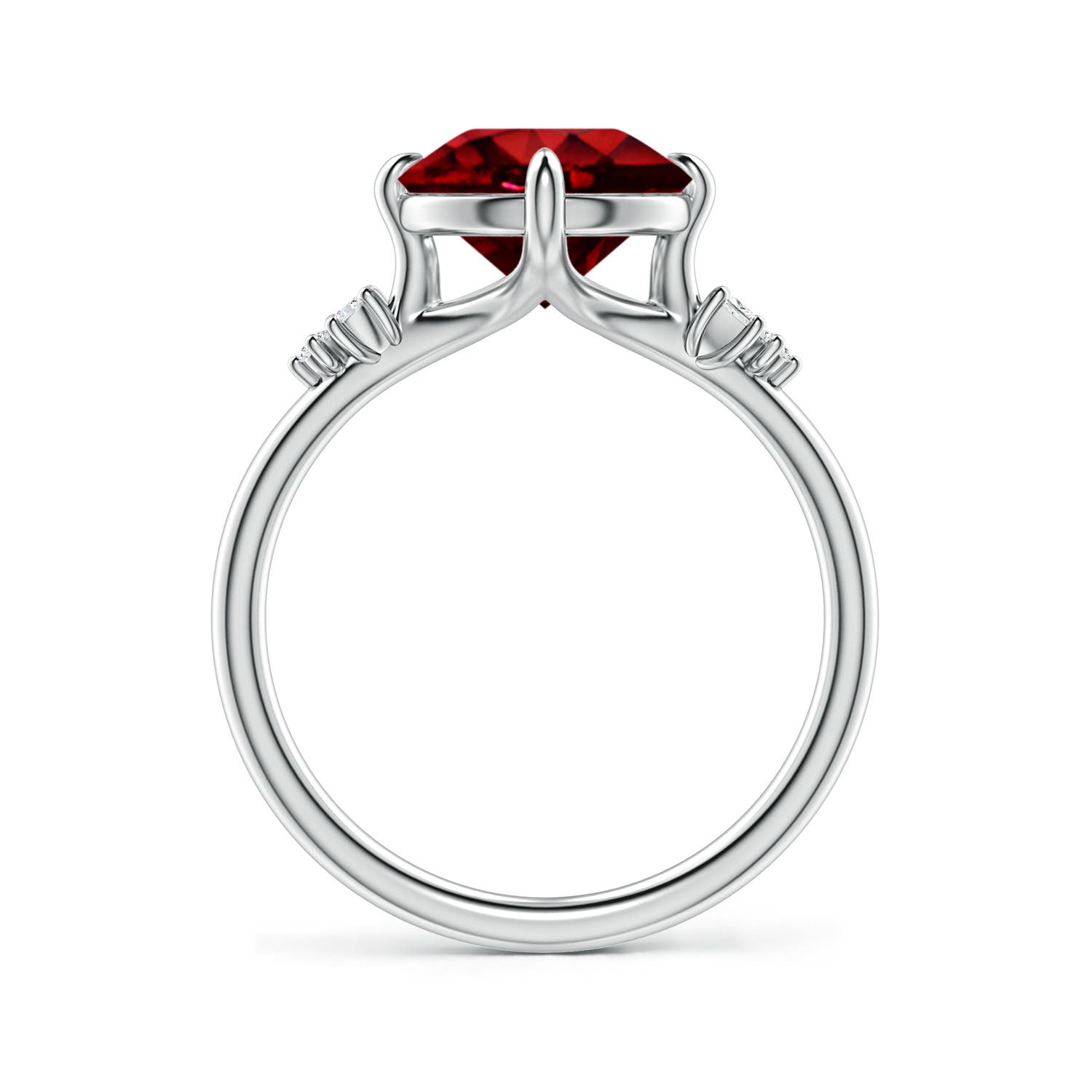 9mm Labgrown Lab-Grown Round Ruby Engagement Ring with Mixed Cut Diamonds in P950 Platinum