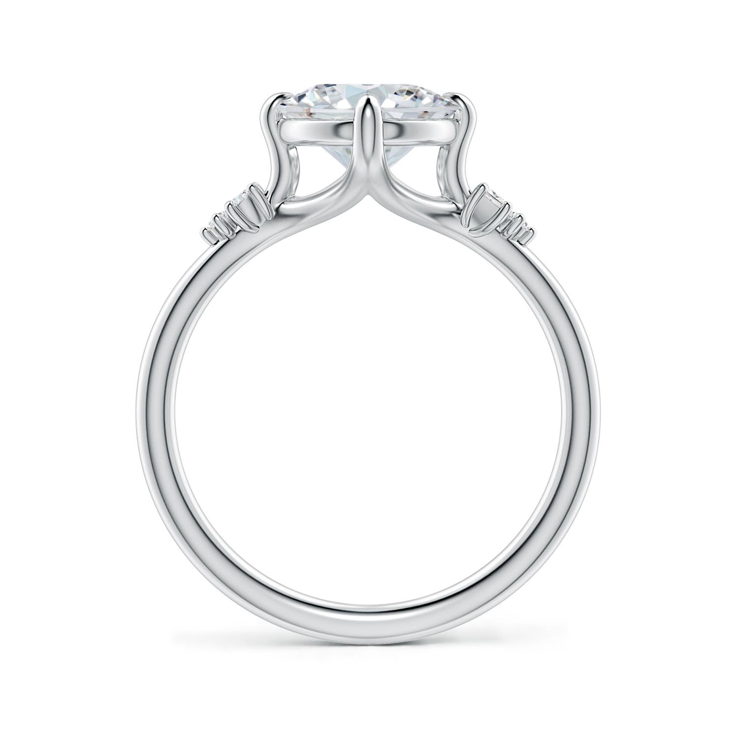 10x8mm FGVS Oval Lab-Grown Diamond Engagement Ring with Mixed Cut Accents in 18K White Gold