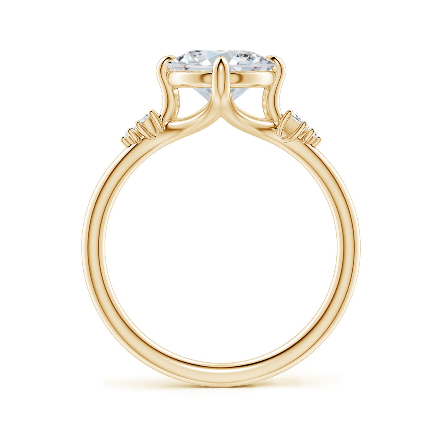 10x8mm FGVS Oval Lab-Grown Diamond Engagement Ring with Mixed Cut Accents in 18K Yellow Gold