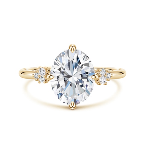 10x8mm FGVS Oval Lab-Grown Diamond Engagement Ring with Mixed Cut Accents in Yellow Gold