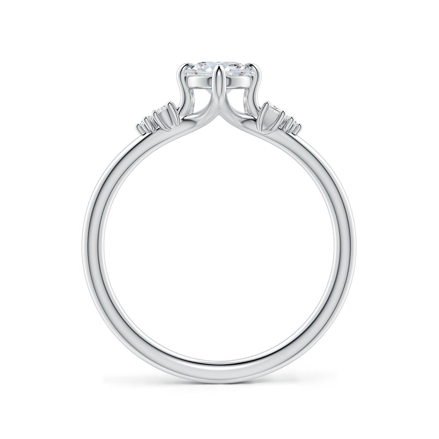 7x5mm FGVS Oval Lab-Grown Diamond Engagement Ring with Mixed Cut Accents in 18K White Gold