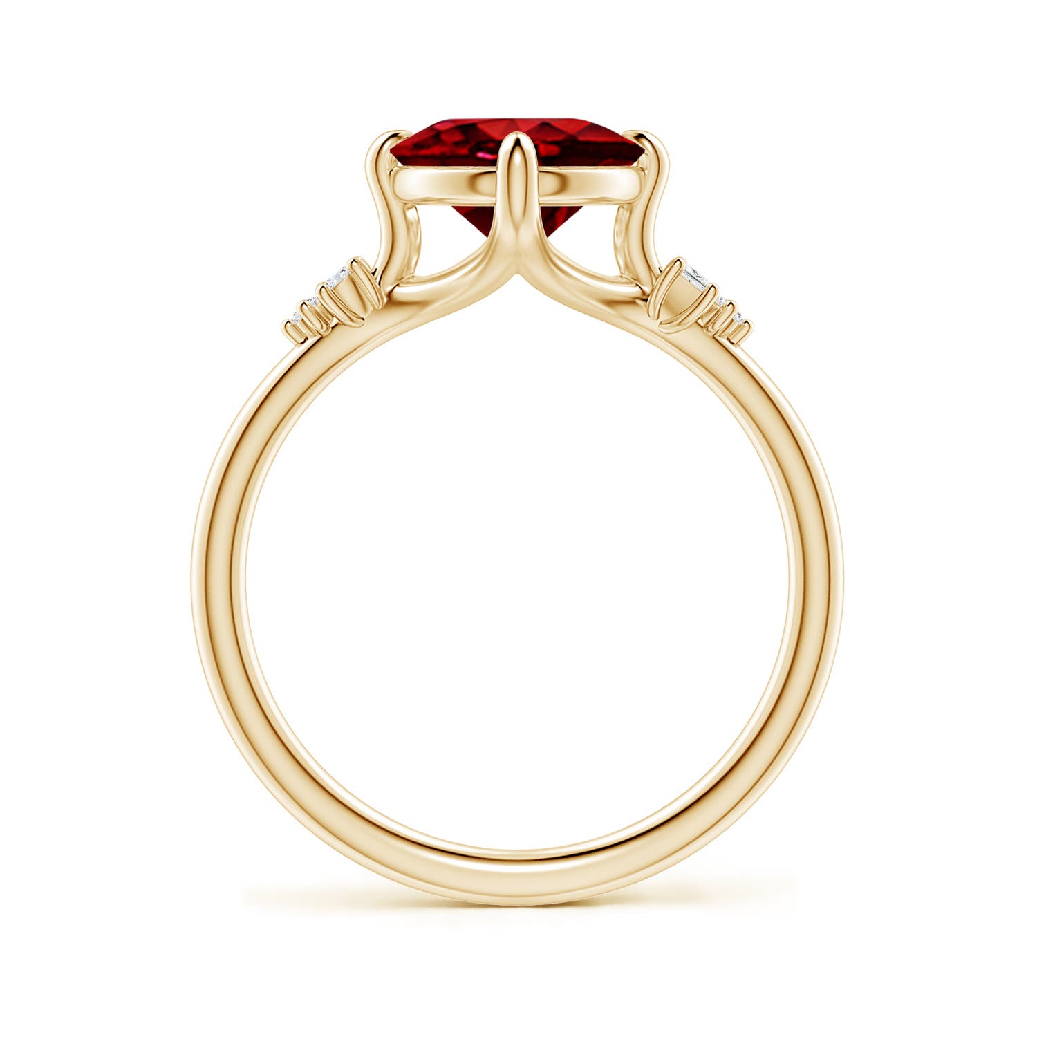10x8mm Labgrown Lab-Grown Oval Ruby Engagement Ring with Mixed Cut Diamonds in 18K Yellow Gold