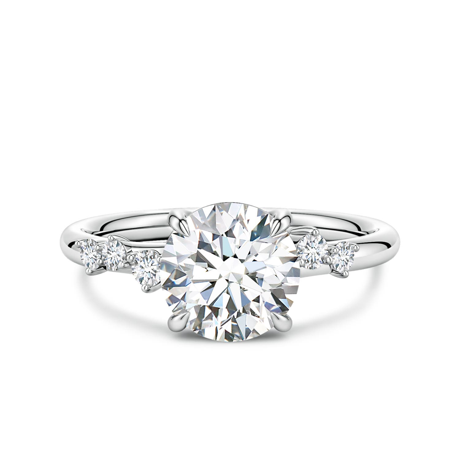 8mm FGVS Round Lab-Grown Diamond Engagement Ring with Scattered Accents in White Gold