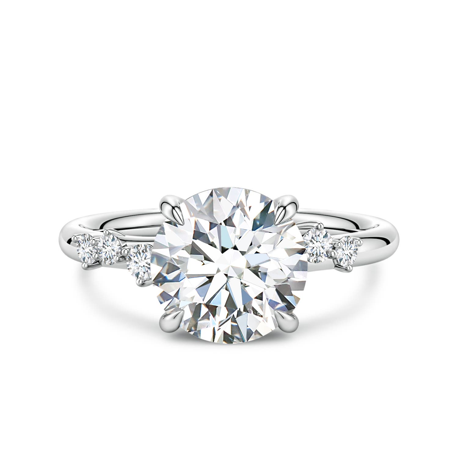 9.2mm FGVS Round Lab-Grown Diamond Engagement Ring with Scattered Accents in White Gold