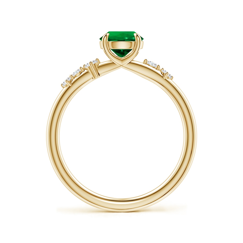 6mm Labgrown Round Lab-Grown Emerald Engagement Ring with Scattered Accents in 18K Yellow Gold side 199