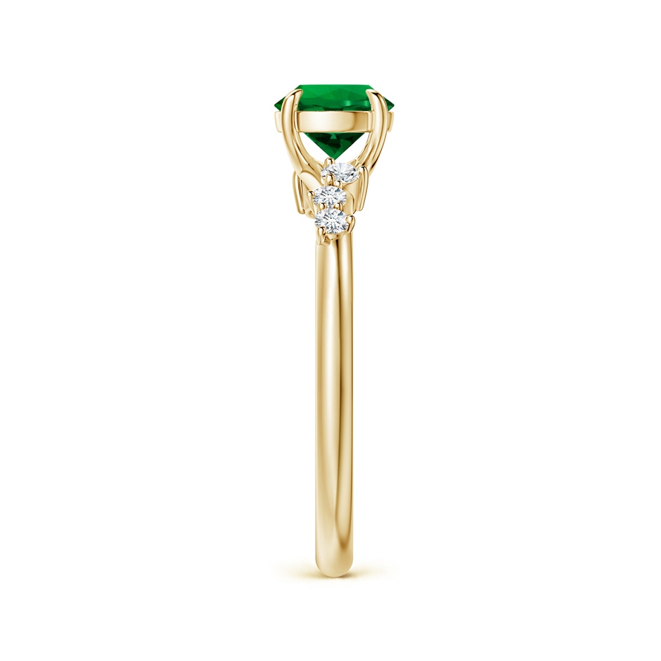 6mm Labgrown Round Lab-Grown Emerald Engagement Ring with Scattered Accents in 18K Yellow Gold side 299