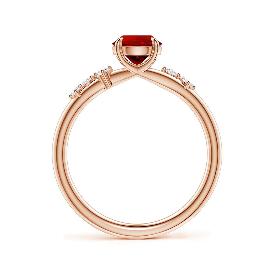 6mm Labgrown Round Lab-Grown Ruby Engagement Ring with Scattered Accents in 18K Rose Gold side 199
