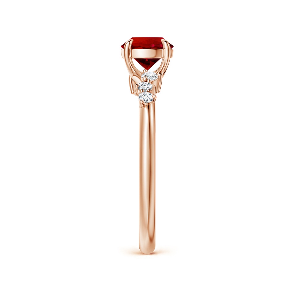 6mm Labgrown Round Lab-Grown Ruby Engagement Ring with Scattered Accents in 18K Rose Gold side 299